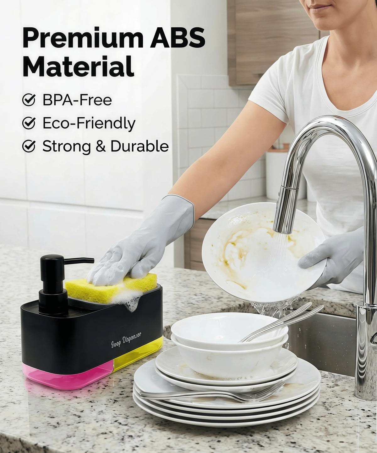 Kitchen Soap Dispenser Organizer Rack With Sponge Holder