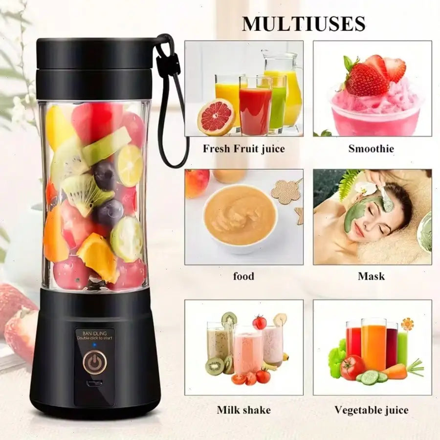 Portable USB Juicer 12 Blades Personal Blender Rechargeable