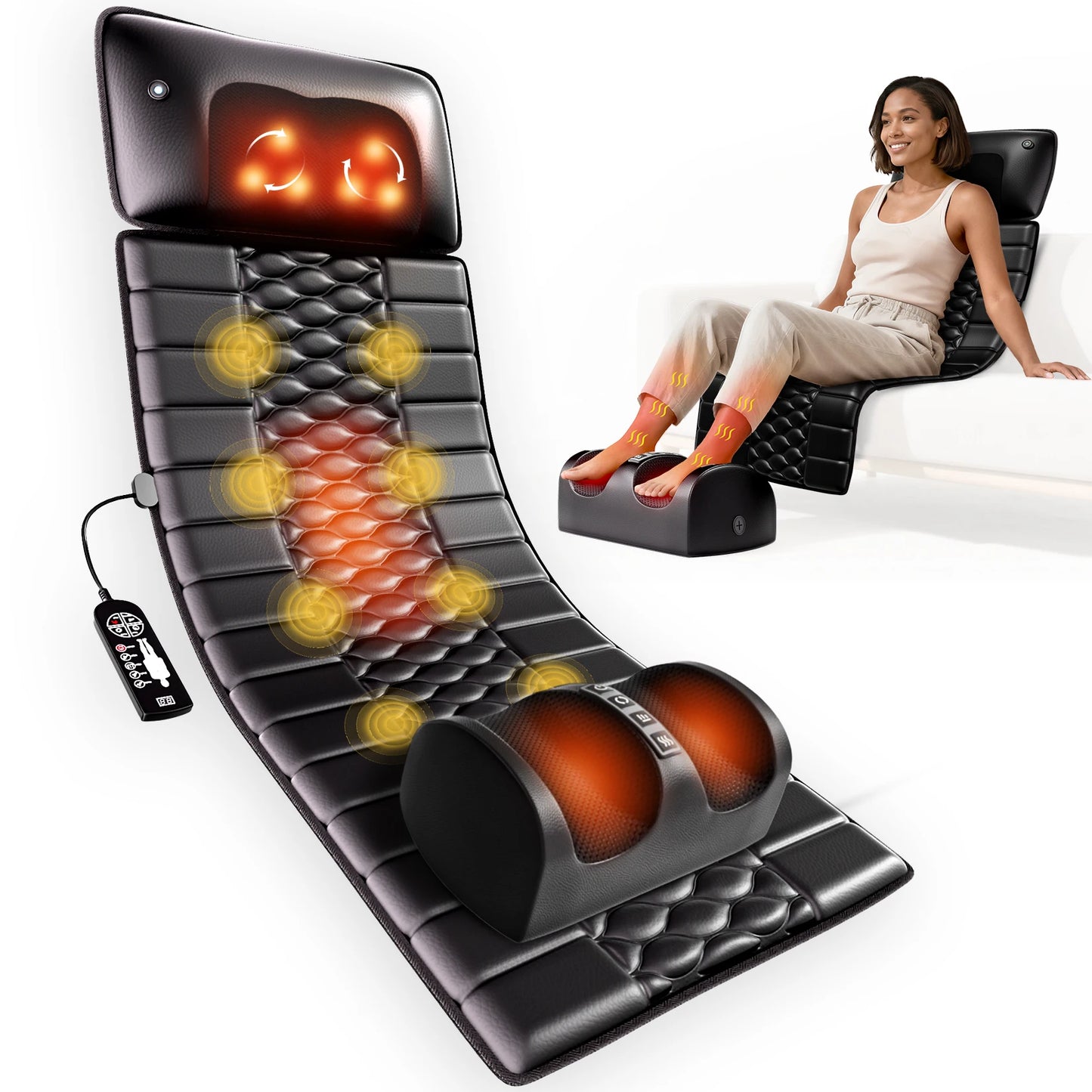 HIMOUTA Shiatsu Massage Mat With Heat And 10 Vibrating Motors