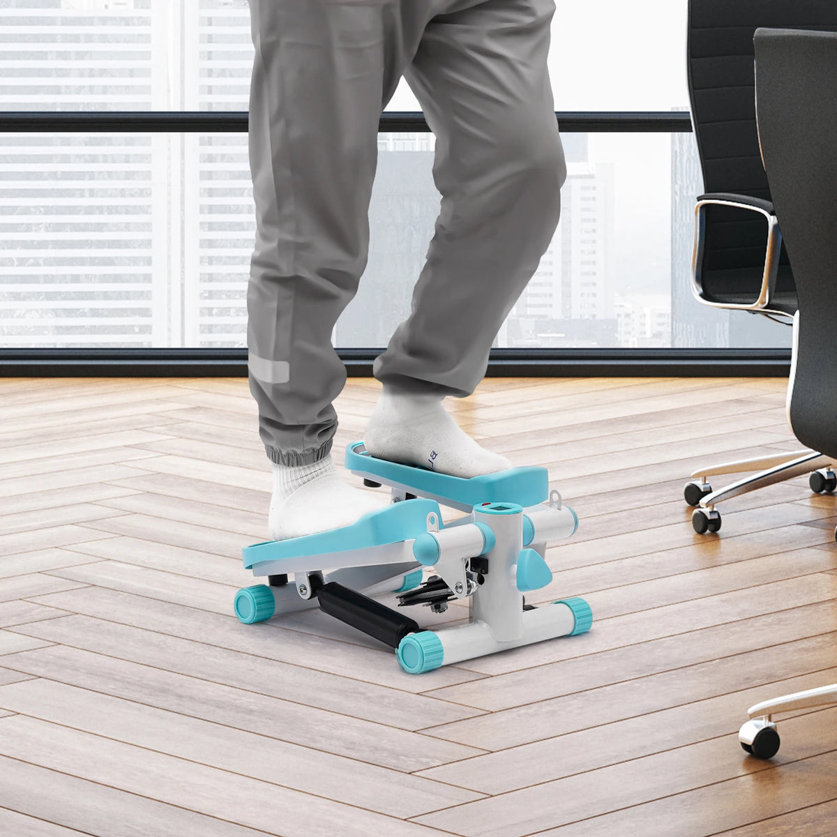 Portable Fitness Stepper With Resistance Bands And LED Display