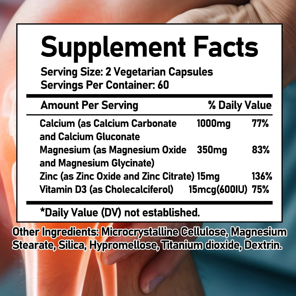 Bcuelov Calcium Magnesium Zinc Vitamin D3 Supplement For Bone Health