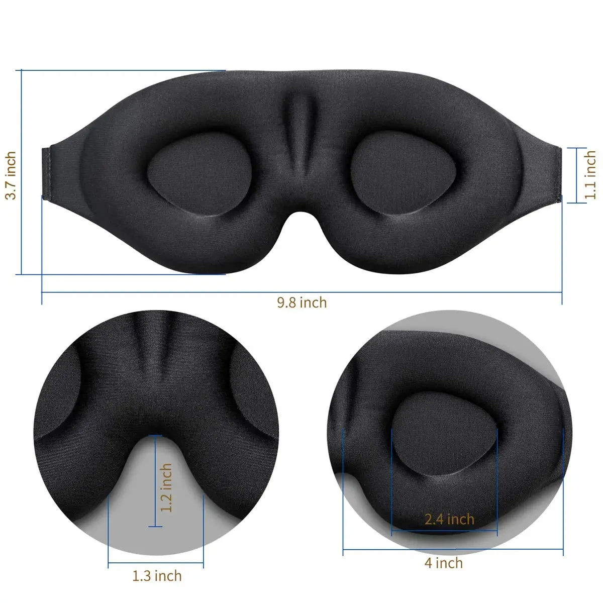 3D Contoured Eye Mask For Sleeping Light Blocking With Earplugs