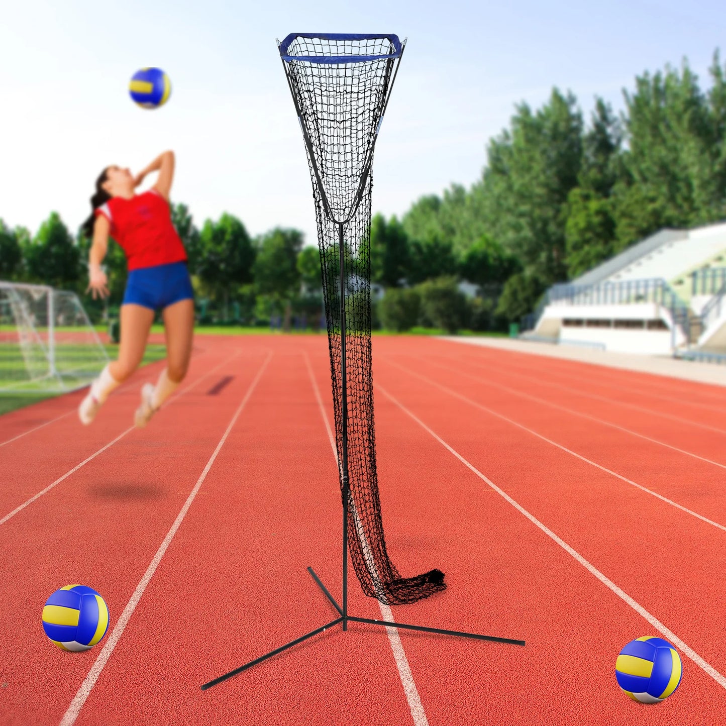 Volleyball Trainer Net Adjustable Height System For Backyard Practice
