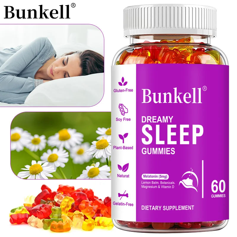 Bunkell Magnesium Complex Gummies Melatonin Vitamin D for Sleep Support