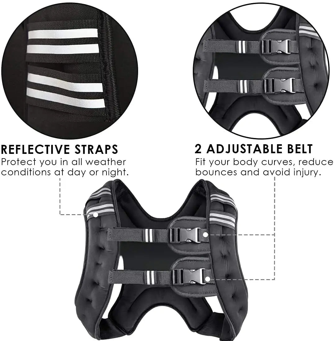 Unisex Weighted Vest With Reflective Stripe And Adjustable Straps