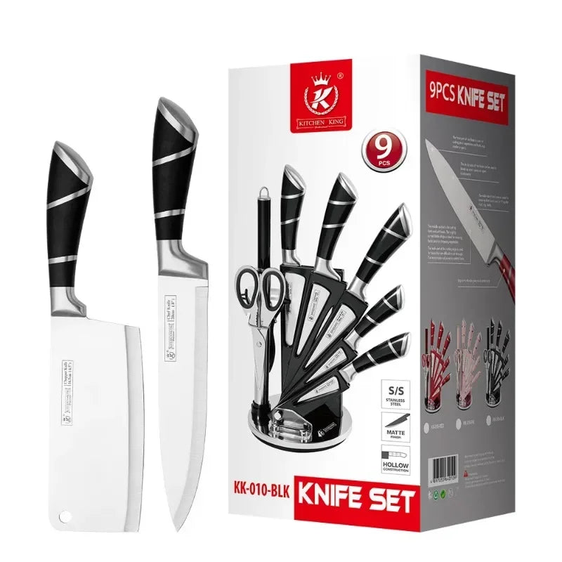 ZENG 9 Piece Kitchen Knife Set Stainless Steel Sharpener