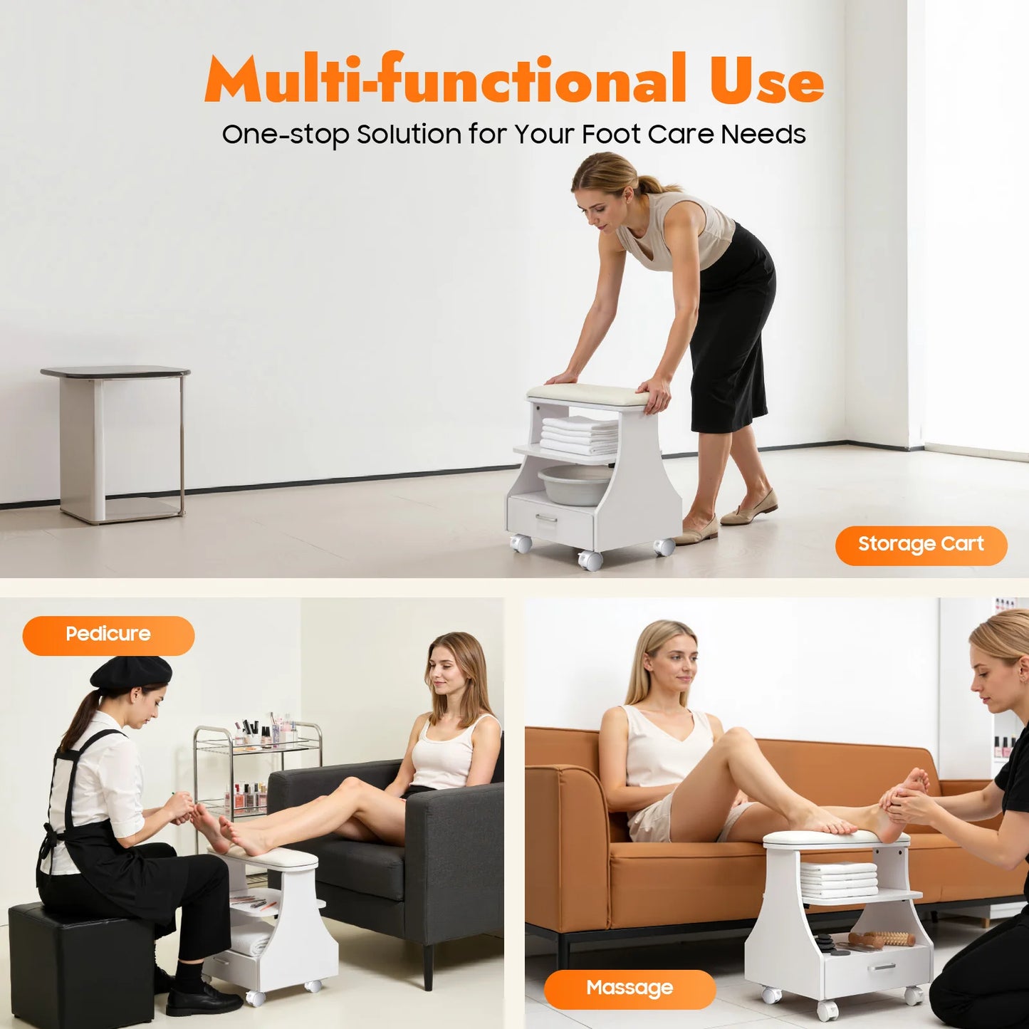 Bymaocar 3 Tier Pedicure Stool With Foot Basin Holder Salon