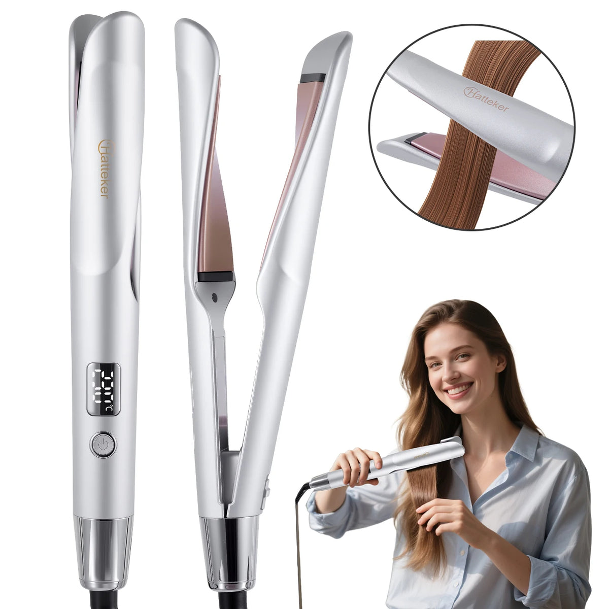 Haetteker Twisted Straightener And Curler Multi-Function Hair Tool