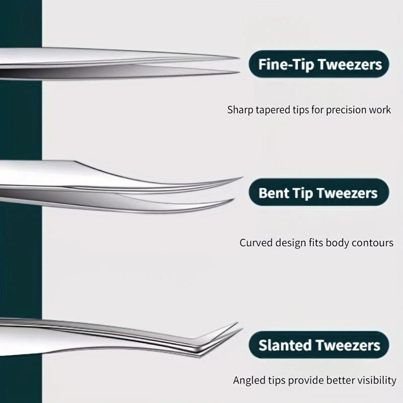 Stainless Steel Precision Pointed Tweezers Eyebrow Pimple Extraction