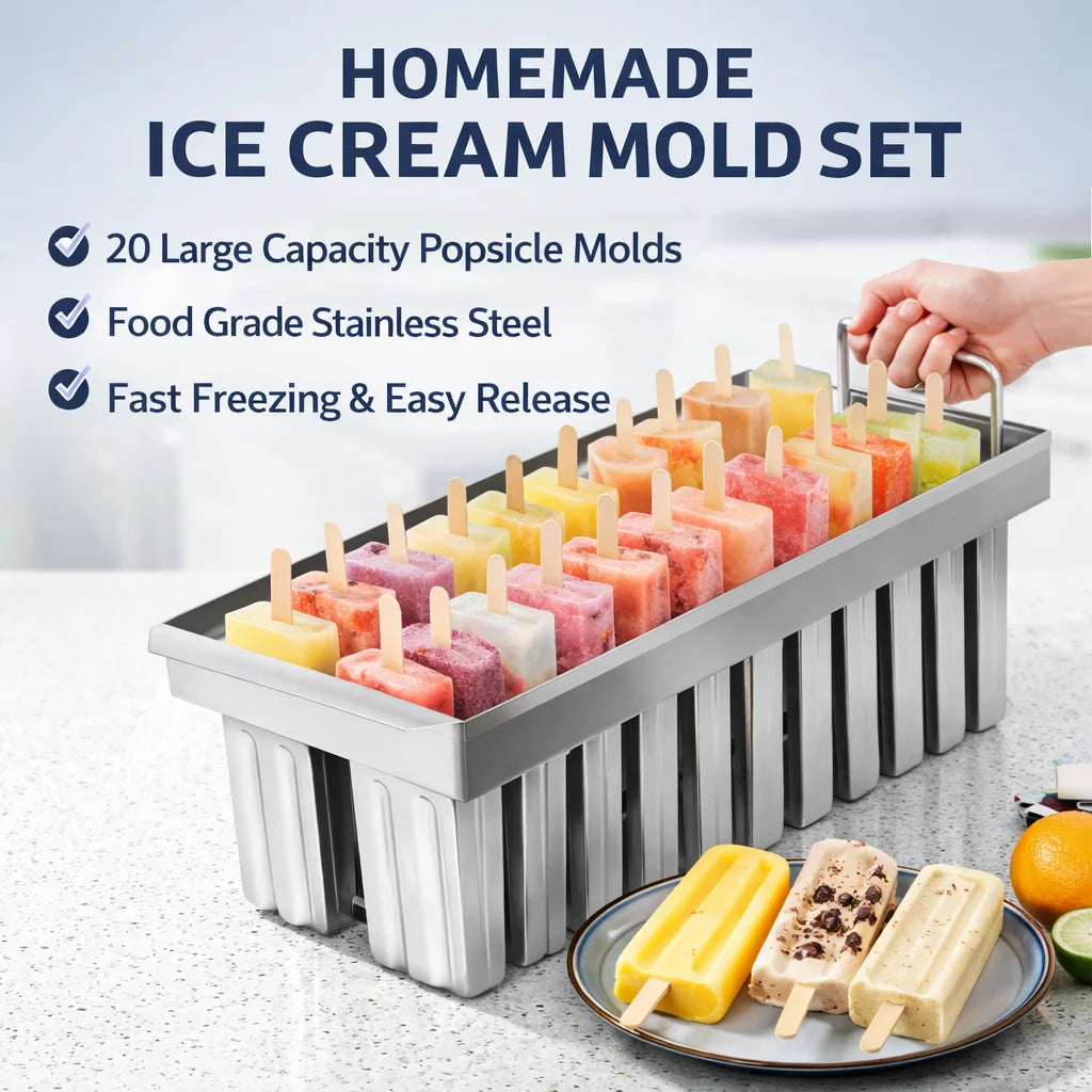 Stainless Steel 20 Cavities Ice Cream Mold Set Home Kitchen