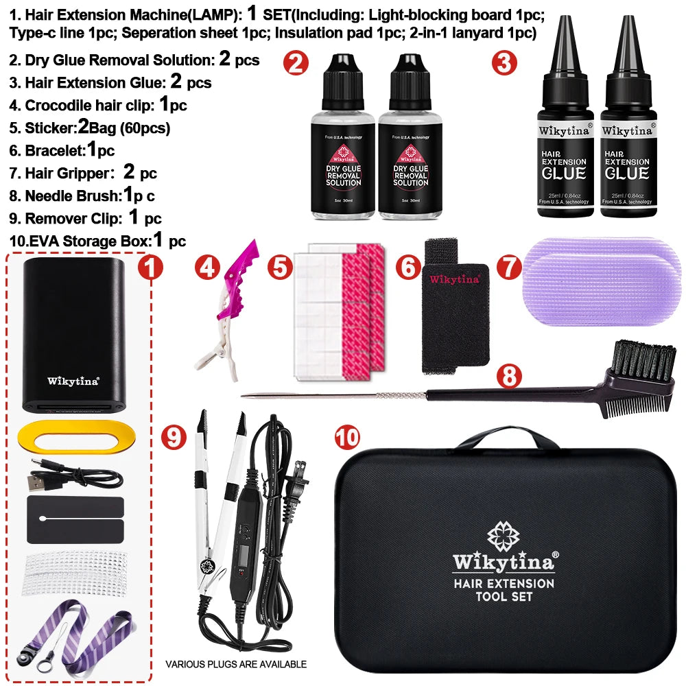 Wikytina UV Light Hair Extension Kit for Professional Use