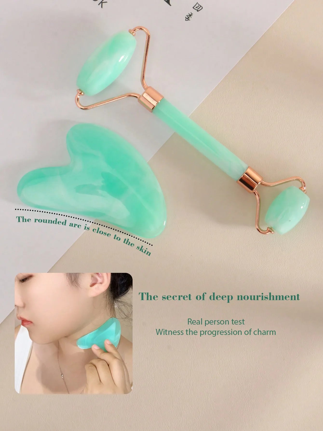 3 Piece Facial Massage Tool Kit With Roller And Cupping