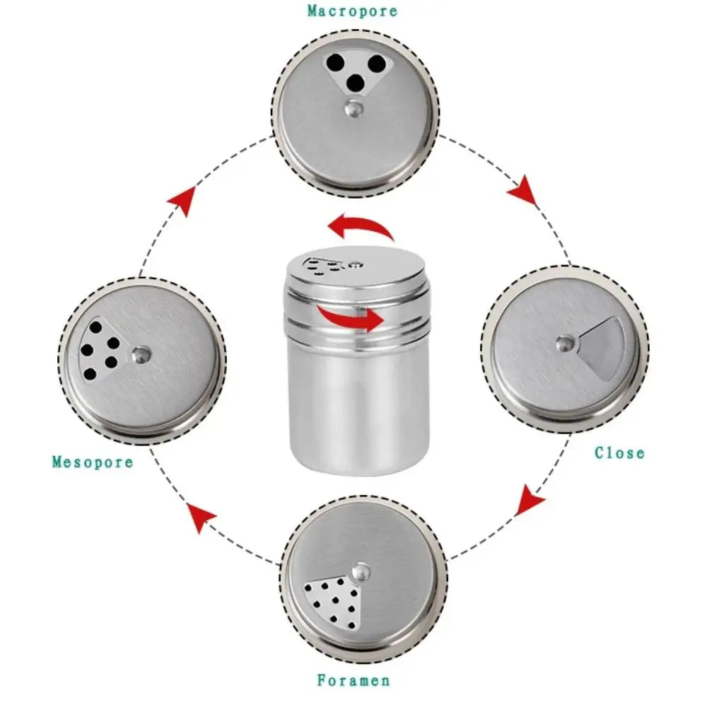 Stainless Steel Rotating Seasoning Jar Salt And Pepper Shaker