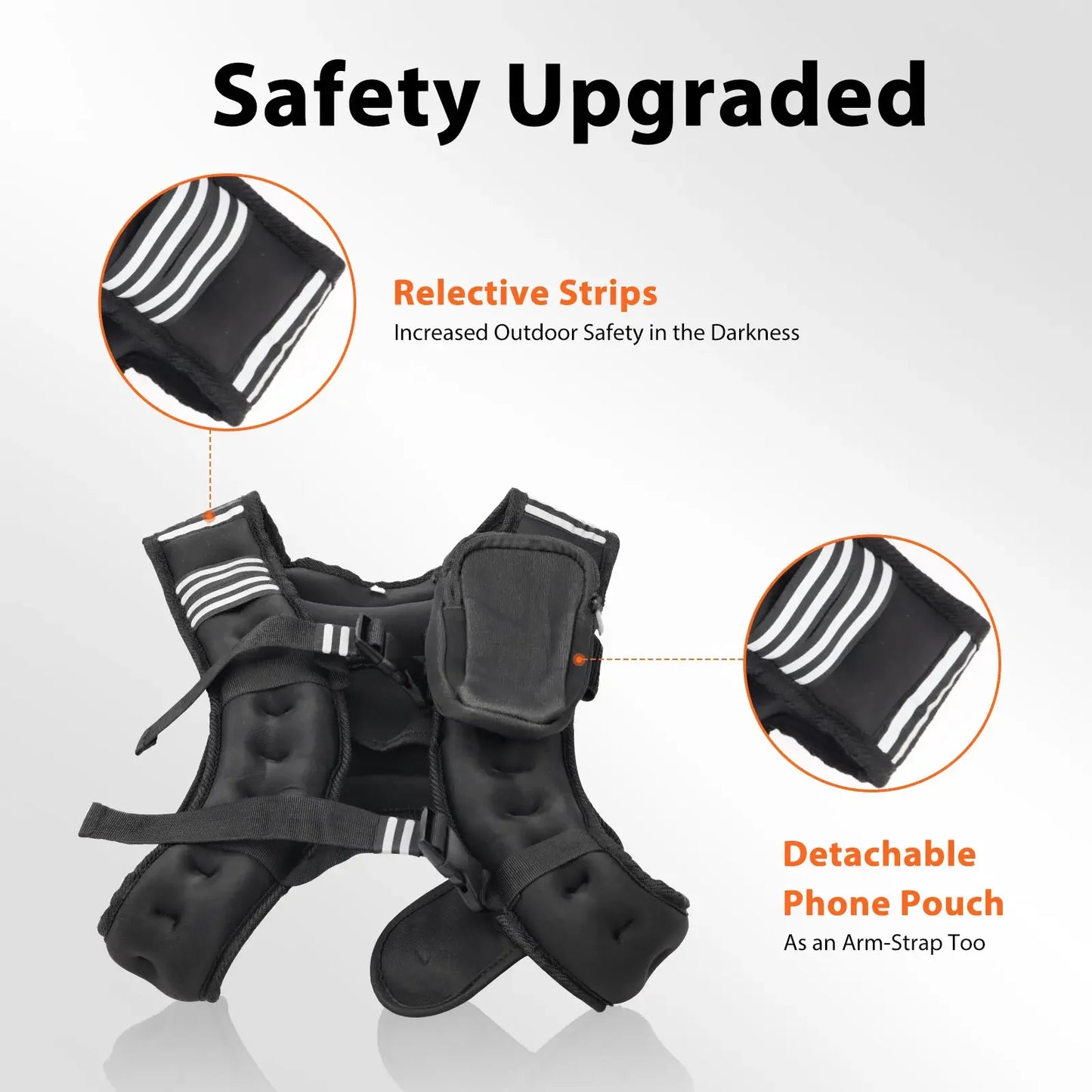 Weighted Vest 12 And 16 Pounds With Reflective Stripe And Adjustable Straps