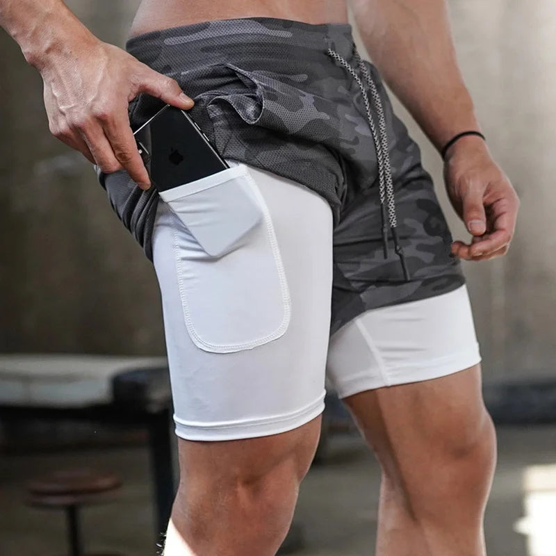Camo Running Shorts For Men Quick Dry Gym Training